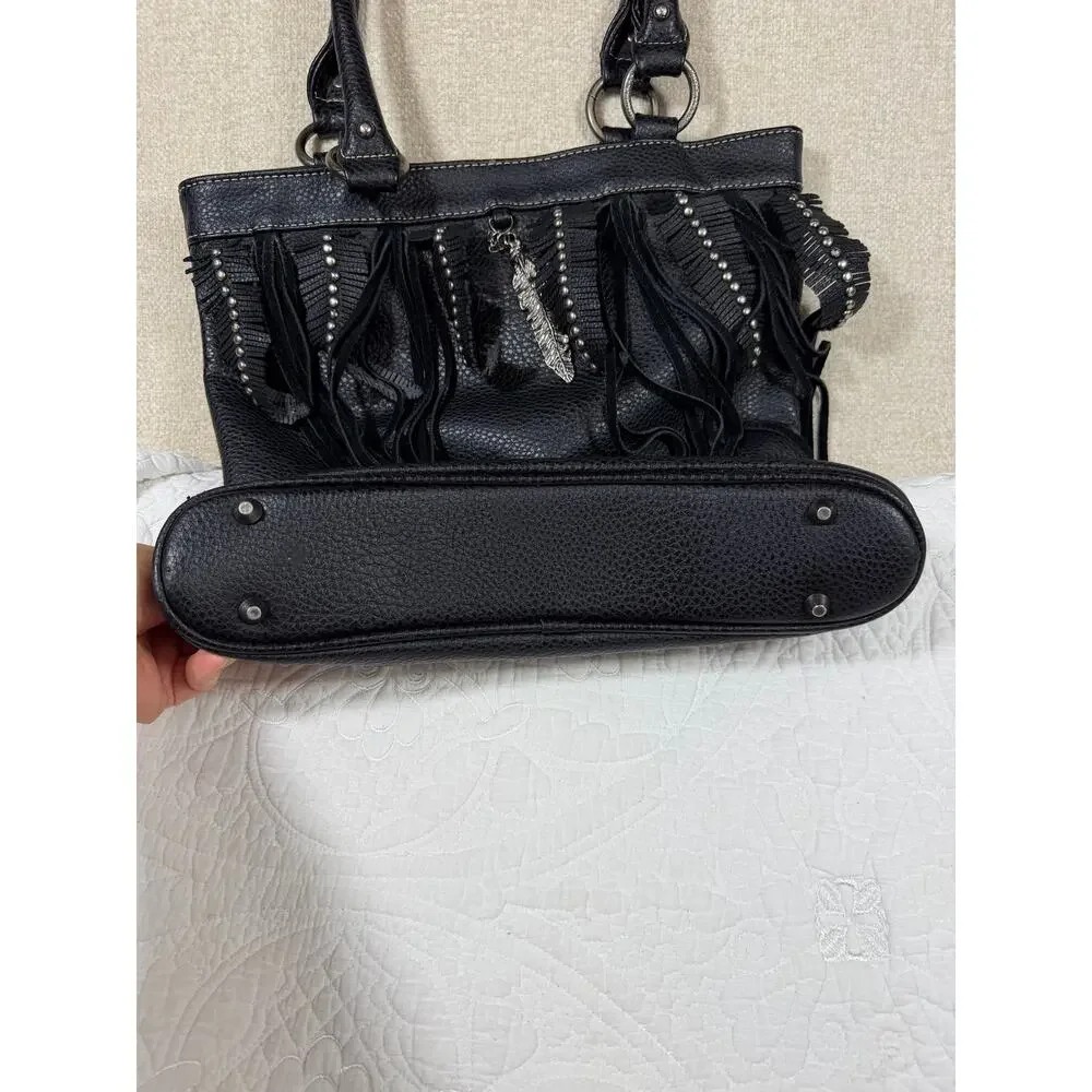 Montana West Women's Black Western Cowgirl Tote Bag Pebbled Leather Fashion